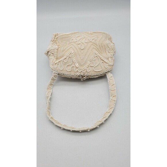 Vintage Walborg Hand Beaded Clutch Made in Belgium Cream & White Exquisite - Picture 5 of 12